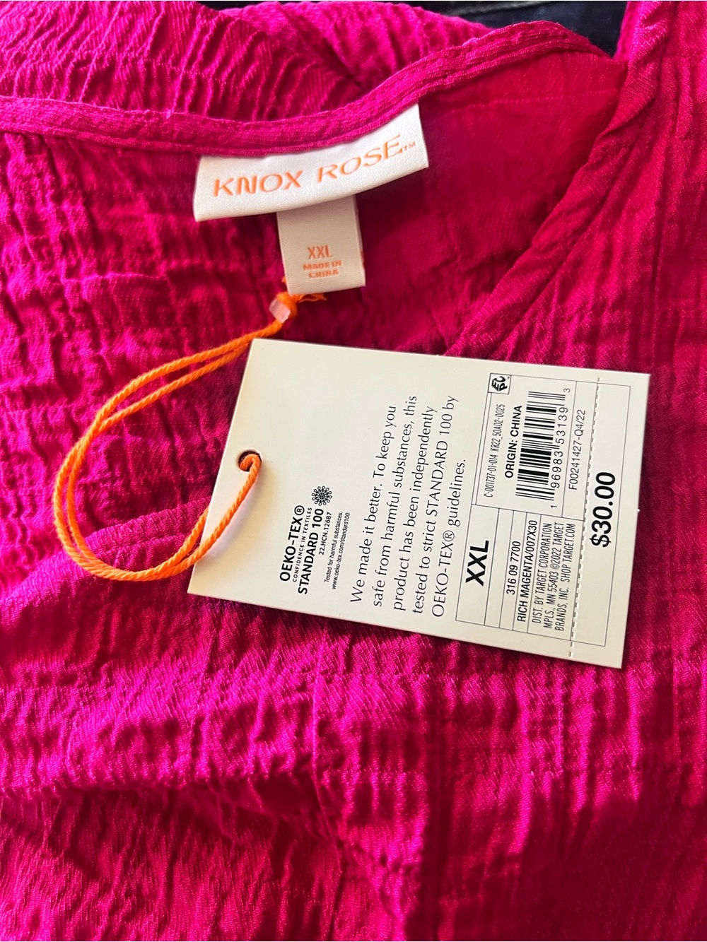 Knox Rose Hot Pink Tiered Mini Dress XXL NWT Sleeveless Boho Cottagecore Pockets - Picture 5 of 5